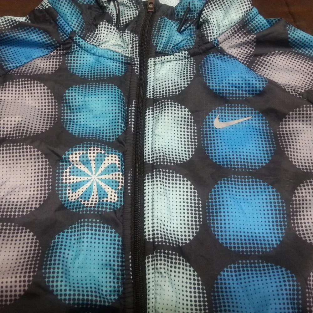Nike Jacket Windrbreaker Running Dri Fit Hooded Women's Small Black Blue - Picture 3 of 12